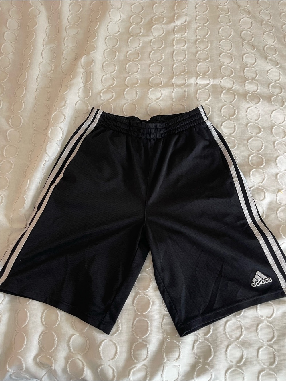 adidas Black Athletic Shorts with White Three-Stripes